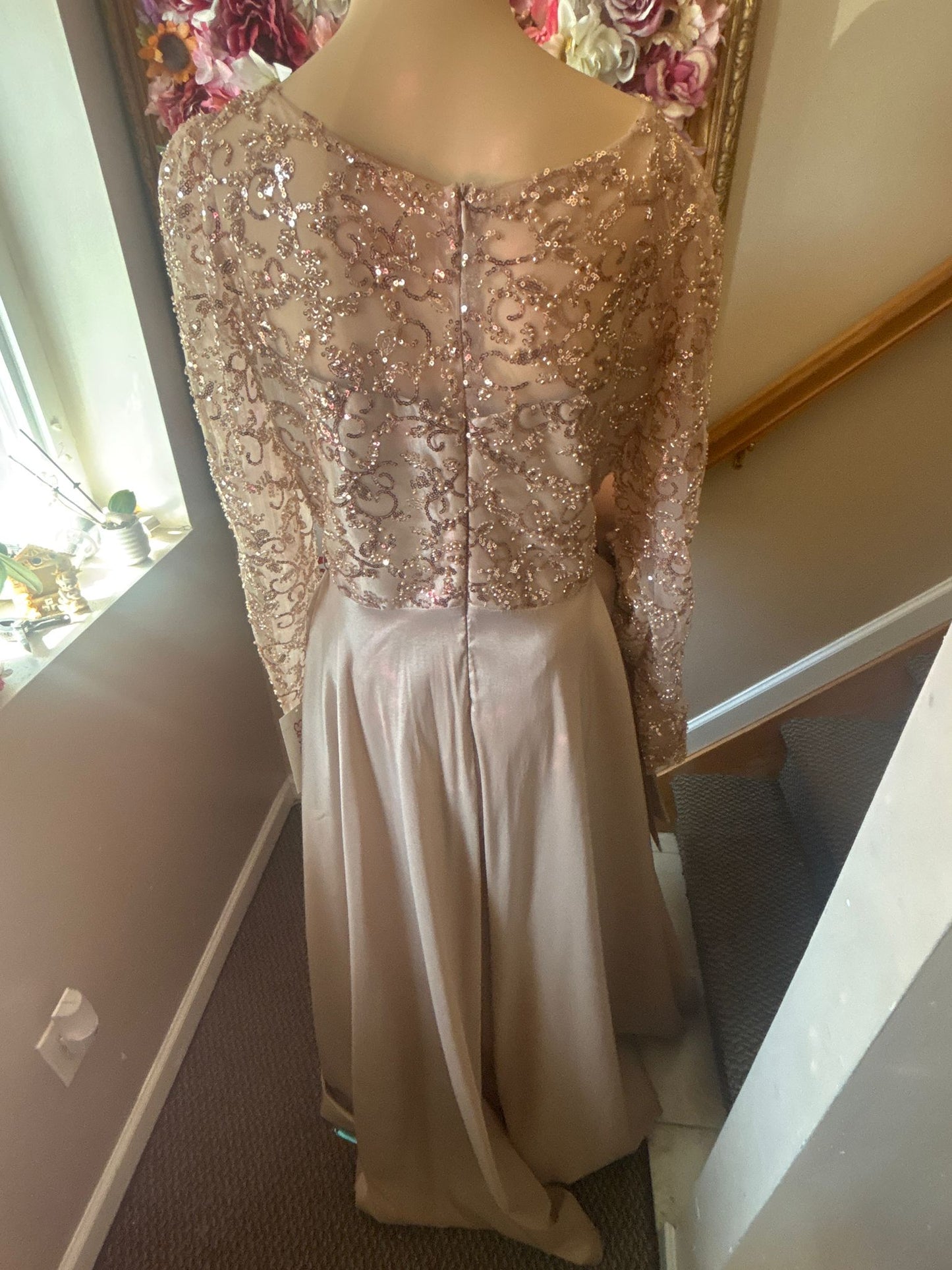 Beige Dress with Ribbon