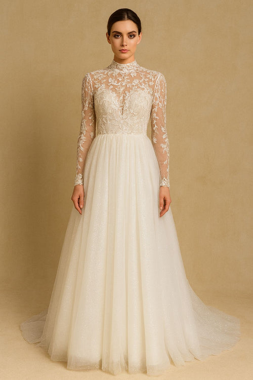 HIghneck Wedding Dress