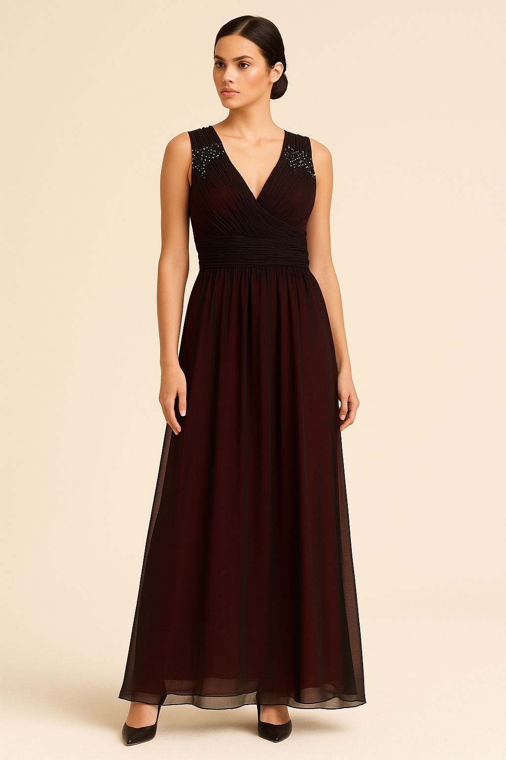 Black & Red Chiffon Dress