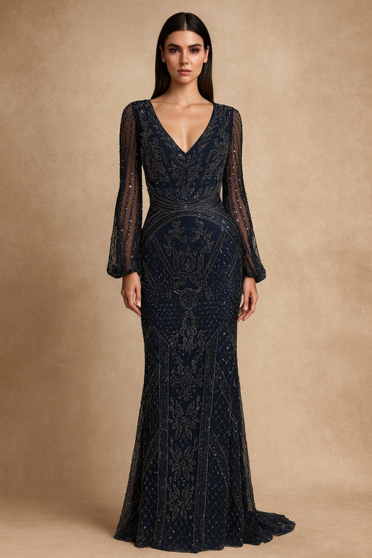 Long Sleeved Blue Dress