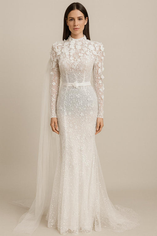 Ethereal Flower Lace Wedding Dress